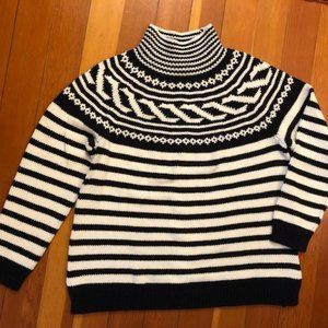 Talbots Funnel Neck Cotton Sweater XLP Blk/Wht